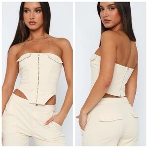 NWT Revolve White Fox Bad for Me Cream Bustier Corset Top Sz L